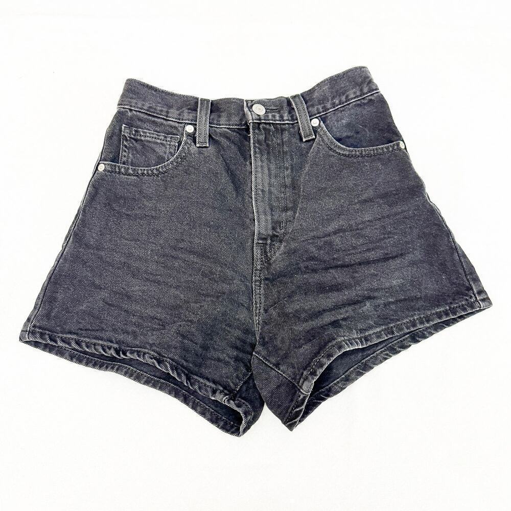 Levi's High Waisted Mom Shorts Black Charcoal Denim Jeans Size 25